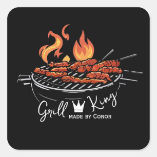 Grill King Chef Grappig, Vierkante Sticker