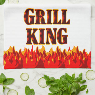 Grill King Red Flames Kitchen Towel Theedoek