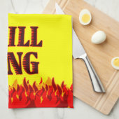 Grill King Red Flames Serviette de cuisine jaune (Quart Plié)