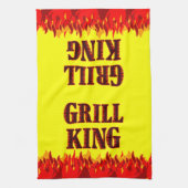 Grill King Red Flames Serviette de cuisine jaune (Vertical)