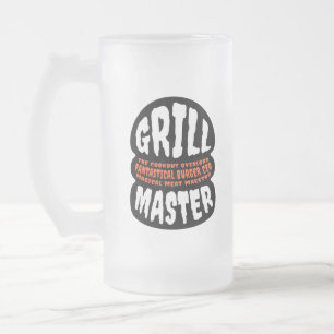 Grill Master BBQ Dad Quote Burger Grilling Glass M Matglas Bierpul