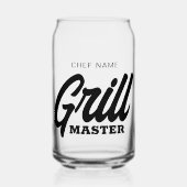 Grill Master can glass with custom BBQ chef name (Recto)