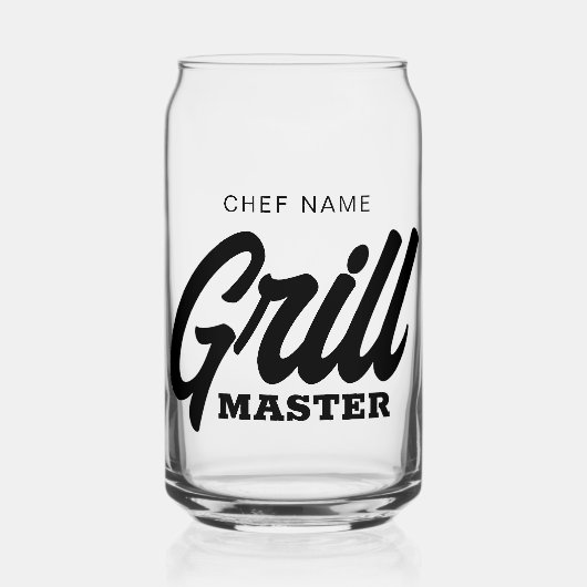 Grill Master can glass with custom BBQ chef name (Recto)