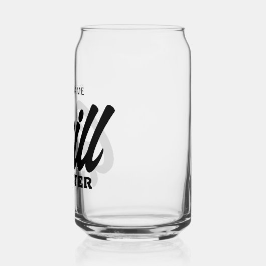 Grill Master can glass with custom BBQ chef name (Gauche)