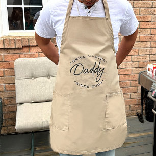 Grill Master Daddy Aangepast Jaar Gepersonaliseerd Lang Schort