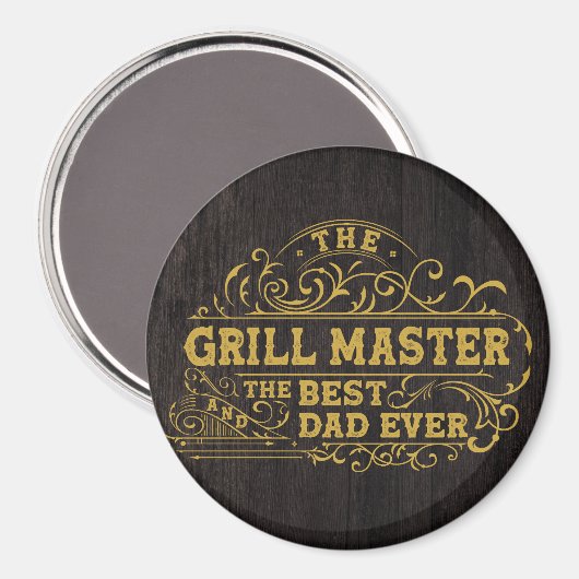 Grill Master en Best Dad Ever Fathers Day Zwart Magneet (Voorkant / Achterkant)