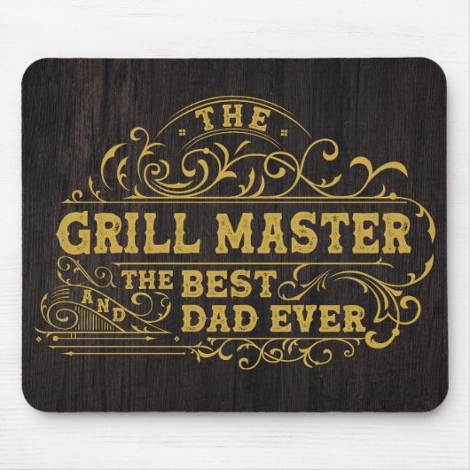 Grill Master en Best Dad Ever Fathers Day Zwart Muismat (Voorkant)