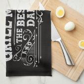 Grill Master en Best Dad Ever Fathers Day Zwart Theedoek (Quarter Fold)