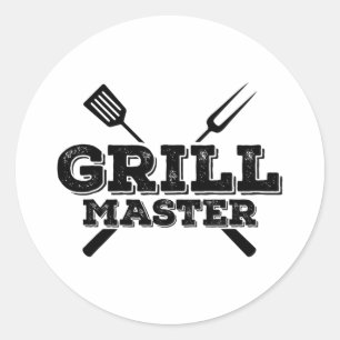 Grill Master Grillen Byrbecue BBQ Roker Graphic Ronde Sticker
