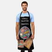 Grill Master Naam Monogram Grill BBQ Schort (Gedragen)