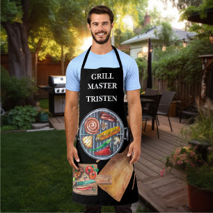 Grill Master Naam Monogram Grill BBQ   Schort