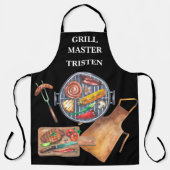 Grill Master Name Monogram Grill BBQ Schort (Voorkant)