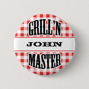 Grill Master Name Personalized Badge Label Ronde Button 5,7 Cm