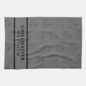 Grill master name vaders dag klassiek zwart grijs theedoek (Horizontaal)