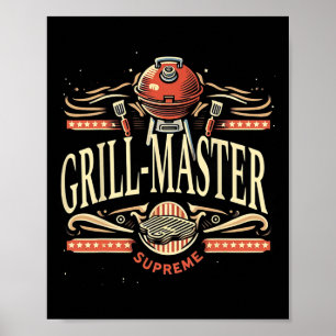 Grill Master Supreme Bbq Grappige Grafische T-shir Poster