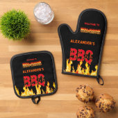 Grill Master's (jouw naam) BBQ Ovenwant & Pannenlap Set (Top down)