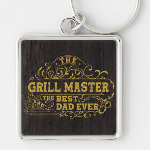 Grill Meester en Beste Papa Ooit Vaderdag Zwart Sleutelhanger