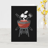 Grill met vleesvork en spatula kaart (Gele Bloem)