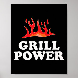 Grill Power - Grappig Barbeque BBQ Slogan Gezegde Poster