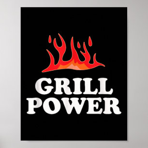 Grill Power - Grappig Barbeque BBQ Slogan Gezegde Poster