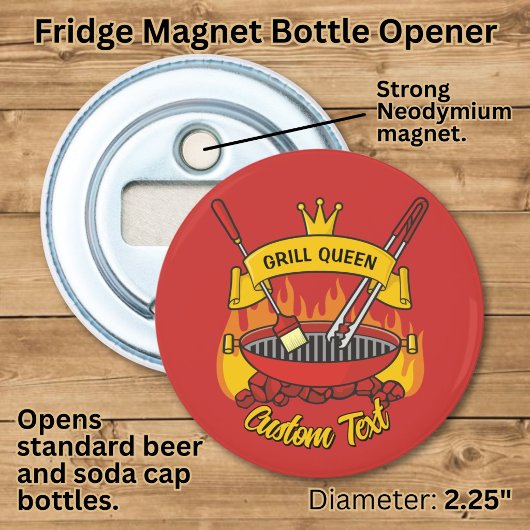 Grill Queen Button Flesopener