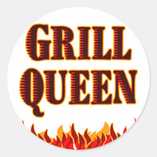 Grill Queen Funny BBQ Gezegde Ronde Sticker