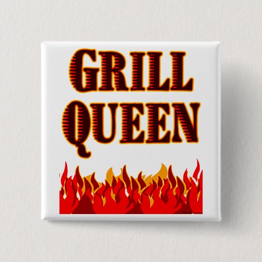 Grill Queen Funny BBQ Gezegde Vierkante Button 5,1 Cm (Voorkant)