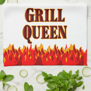 Grill Queen Red Flames Barbecue Serviette de cuisi