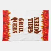 Grill Queen Red Flames Barbecue Serviette de cuisi (Horizontal)