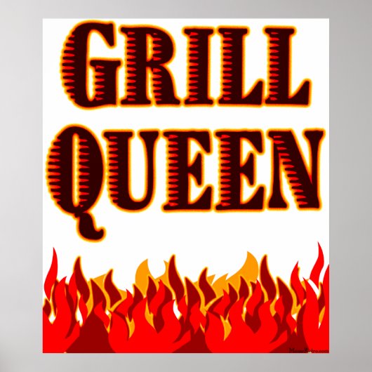 Grill Queen Red Flames BQ Art Poster (Devant)
