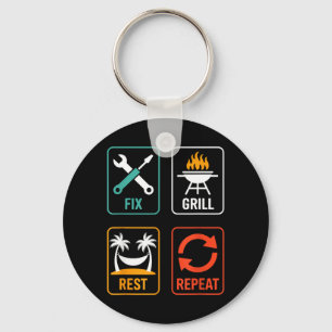 Grill repareren Rust Herhaal Grappige BBQ Grillen Sleutelhanger
