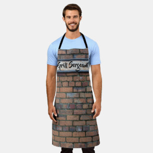 Grill Sergeant Brick Wall Rusty Sign Gepersonalise Schort