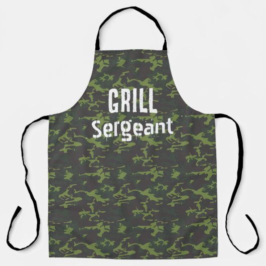 Grill Sergeant Camo Funny Bbq Mannen Long Apron Schort (Voorkant)