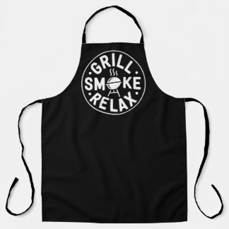 Grill Smoke Relax BBQ Quote Schort