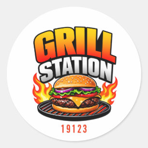 🔥 Grill Station Restaurant Keuken Personeel Team Ronde Sticker