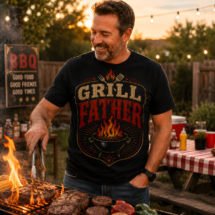 Grill Vader Vintage BBQ Retro vaderdag T-shirt