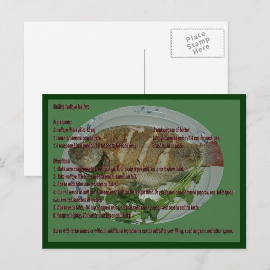 Grill Walleye of Two Recipe Card Briefkaart (Voorkant / Achterkant)