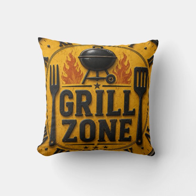 Grill Zone BBQ Grill Master Kitchen Rustic  Kussen (Voorkant)