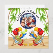 Grillades et détente, invitation (Devant / Derrière)