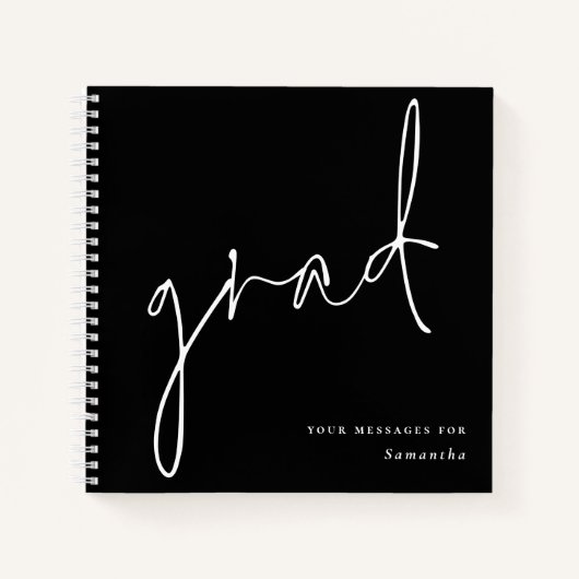 Grille blanc Script noir Graduation livre d'invité (Devant)