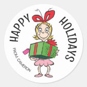 Grille | Cindy-Lou Qui | Étiquette cadeau de Noël (Devant)