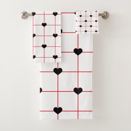 Grille de cœurs noirs avec lignes rouges (En situation)