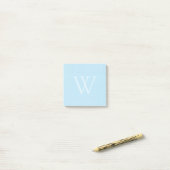 Grille de point Monogramme bleu clair Post-it (Sur un bureau)