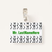 Grille des notes musicales + Badge nominatif fait (Dos avec clip)