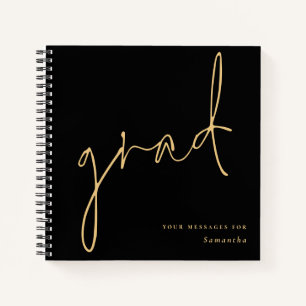 Grille Gold Script Black Graduation Livre d'invité