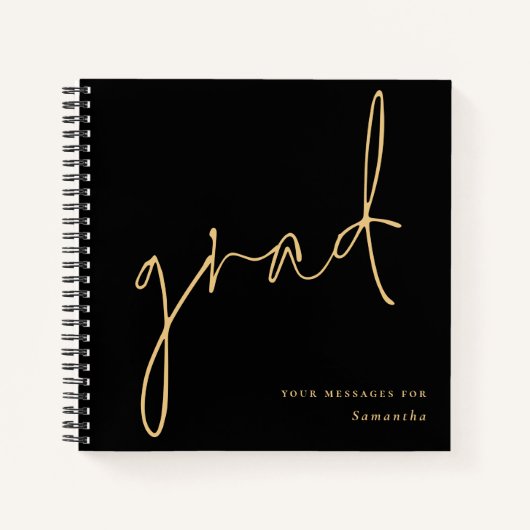 Grille Gold Script Black Graduation Livre d'invité (Devant)