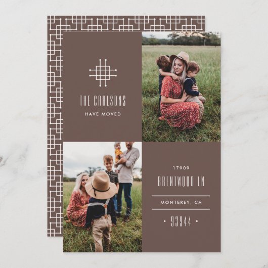 Grille Moving Faire-part - Brown (Devant / Derrière)