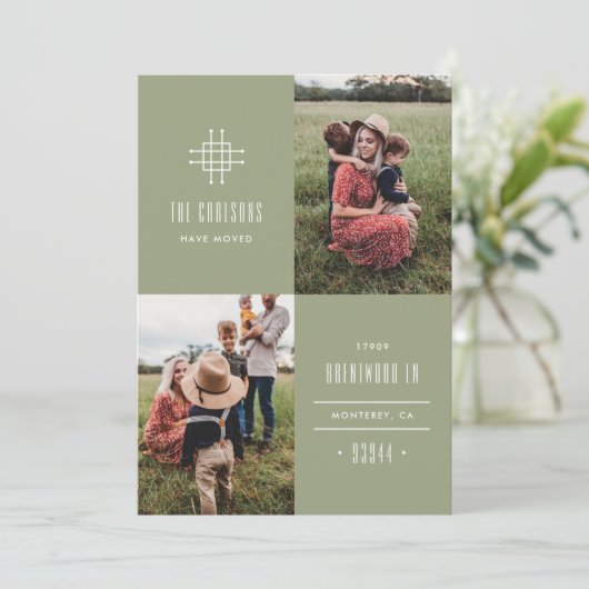 Grille Moving Faire-part - Vert (Debout devant)