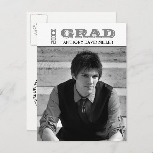 Grille noir/blanc - Faire-part Postcard (Devant / Derrière)