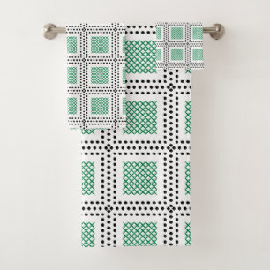 Grille pointillée : Carré vert et blanc répétitif
